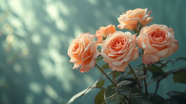 A arrangement of rose blossoms, highlighting their elegant beauty. AI generate illustration