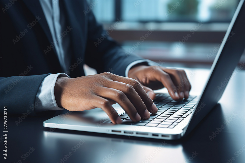 Aufkleber generated with ai close up picture of man fingers typing on a laptop keyboard