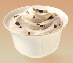 Joghurt Lemon-Stracciatella, Dessrt, Joghurt, Stracciatella, isoliert, 