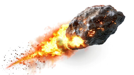 burning meteor fireball isolated on transparent or white background PNG