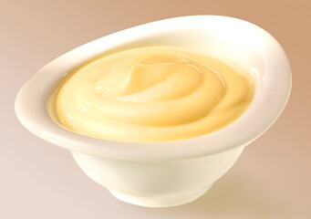 Pot au Vanille, Vanillesosse, Sosse, Mayonaise, isoliert