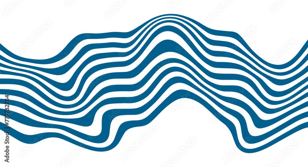 Poster background optical illusion stripe. backdrop with wavy textured line in futuristic style. motion vec