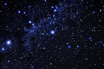 Generative ai on theme of beautiful starfall in sky, bright meteorites glow in atmosphere