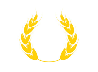 Gold laurel wreath icon. Wheat ears icons. depicting an award, winner, achievement. Vector illustration
