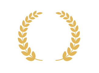 Gold laurel wreath icon. Wheat ears icons. depicting an award, winner, achievement, emblem. Vector illustration