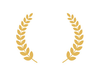 Golden Laurel Wreath. Award, winner, achievement, emblem. Wheat ears icon. Vector illustration
