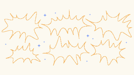 Bitmap graffiti abstract clouds. Set of trendy different bitmap graphic elements in a futuristic style with a pixel effect for collage, retro design. 8 bit. Vector illustration. Y2K concept.