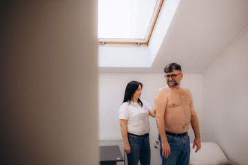 Man having chiropractic back adjustment. Physioterapy, osteopathy, alternative medicine pain relief...