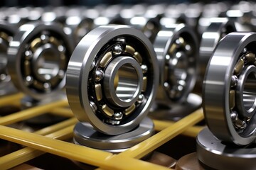 Steel shiny ball bearings for industry - obrazy, fototapety, plakaty
