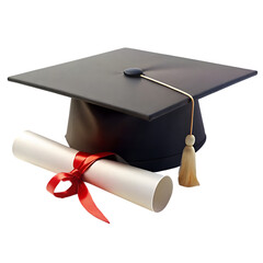 graduation cap with diploma certificate