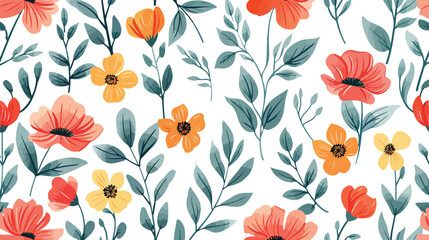 Seamless vintage floral background flat vector isolated