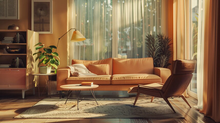 Infuse your living space with a modern vibe by incorporating the trendy Peach Fuzz color scheme.