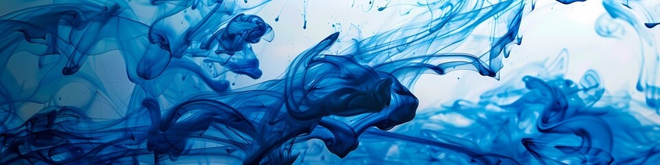 Intriguing ink composition forming an elegant and unique liquid blue abstraction.