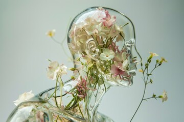 A human figure made of transparent glass