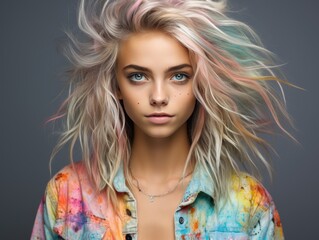 Woman With Blonde Hair and Blue Eyes