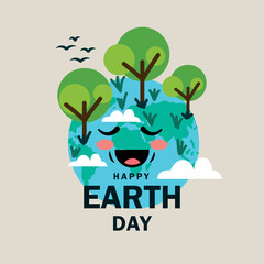 Happy earth day concept illustration