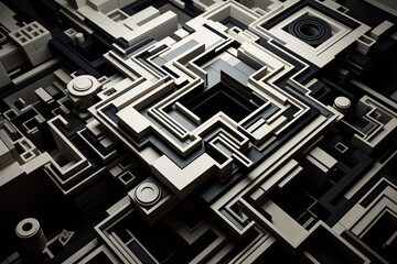 Generative Ai of black and white geometrical shapes