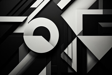 Generative Ai of black and white geometrical shapes - 779737228