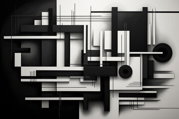 Generative Ai of black and white geometrical shapes