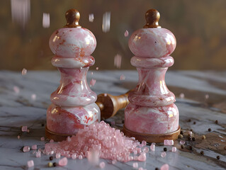 Realistic high-definition pink salt and pepper grinders - Ai Generated