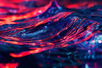 Dramatic red and blue abstract liquid texture, showcasing the vibrant clash of colors for themes of...