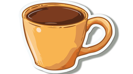 Sticker of a cartoon coffee mug flat vector isolated