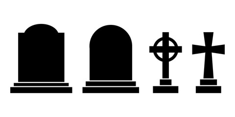 Tombstone silhouette icon symbol set
