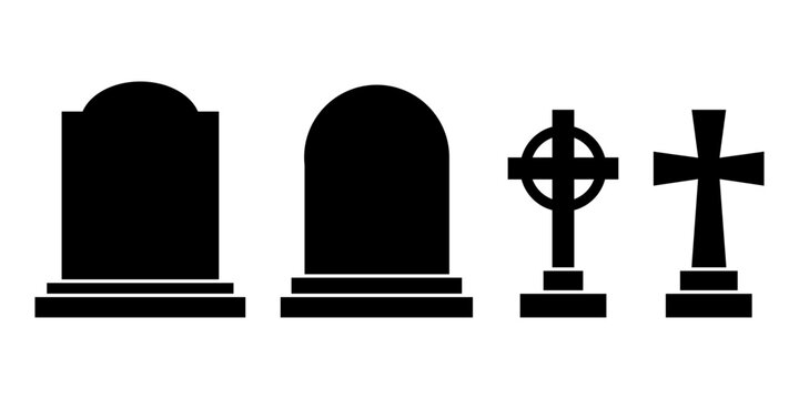 Tombstone silhouette icon symbol set