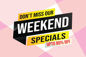 weekend specials word concept vector illustration and 3d style, landing page, template, ui, web, mobile app, poster, banner, flyer, background, gift card, coupon, label, wallpaper

