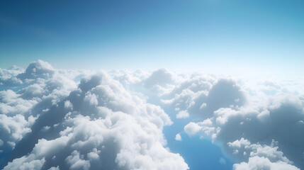 Realistic depiction of white clouds drifting in a clear blue sky - Ai Generated