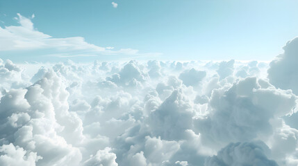 Realistic depiction of white clouds drifting in a clear blue sky - Ai Generated - obrazy, fototapety, plakaty