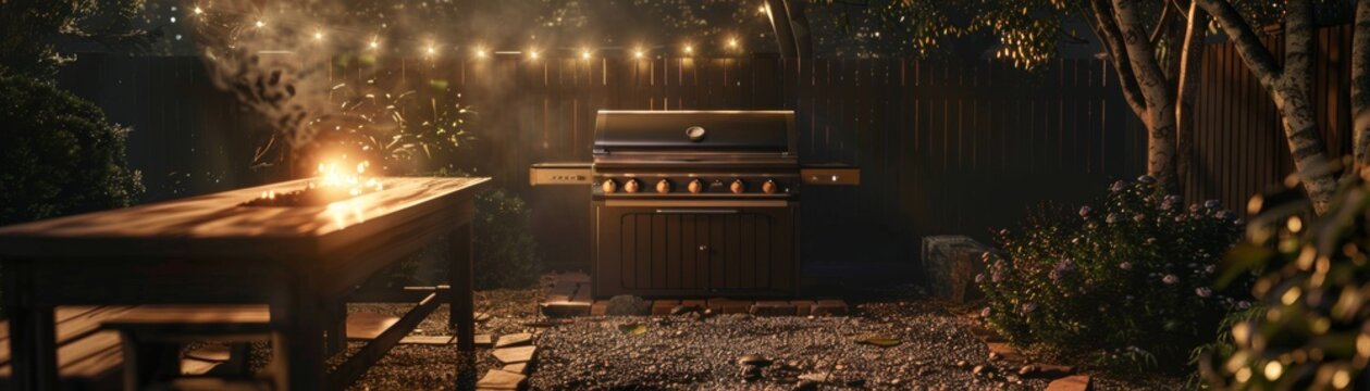 Dinner begins as the grill glows