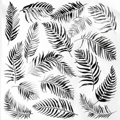 Repeating pattern of overlapping ferns, fronds or other foliage tattoo design