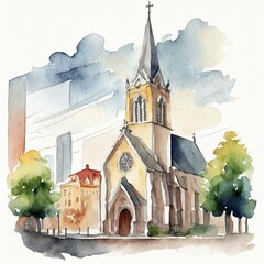 Namalowany kościół katolicki ilustracja