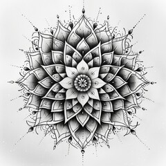 Symmetrical mandala or kaleidoscopic design using angular forms tattoo design - obrazy, fototapety, plakaty