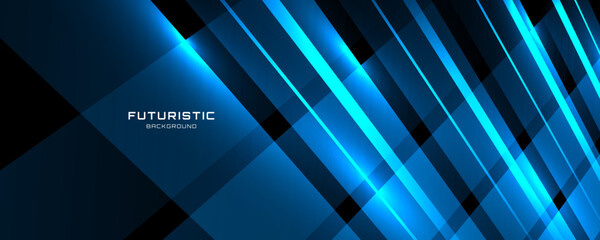 3D blue techno abstract background overlap layer on dark space with glowing lines effect decoration. Modern graphic design element cutout style concept for web banner, flyer, card, or brochure cover