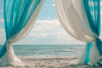curtains on the beach with sea views
