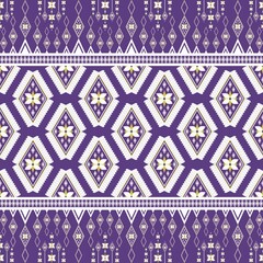  Ethnic geometric floral oriental traditional with elements seamless pattern porple background . Designed for background, wallpaper, clothing, wrapping, fabric, Batik, rug, decorating, embroidery styl