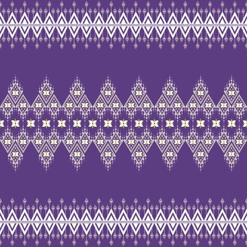 Fototapeta  Ethnic geometric floral oriental traditional with elements seamless pattern porple background . Designed for background, wallpaper, clothing, wrapping, fabric, Batik, rug, decorating, embroidery styl