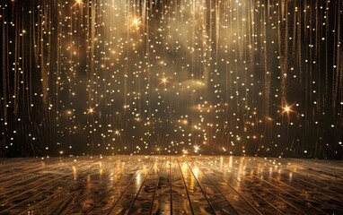 Stage shaped golden particle background