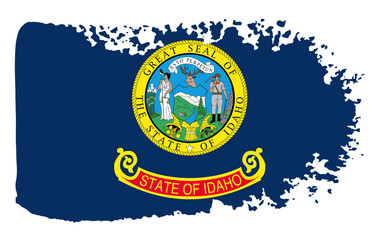 Idaho state flag with palette knife paint brush strokes grunge texture design. Grunge United States brush stroke effect