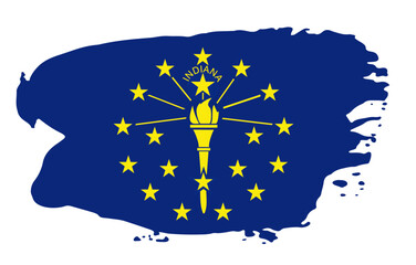 Indiana state flag with palette knife paint brush strokes grunge texture design. Grunge United States brush stroke effect