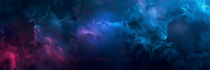 A blue and purple space background with stars and a galaxy