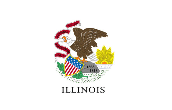 Illinois state flag with palette knife paint brush strokes grunge texture design. Grunge United States brush stroke effect