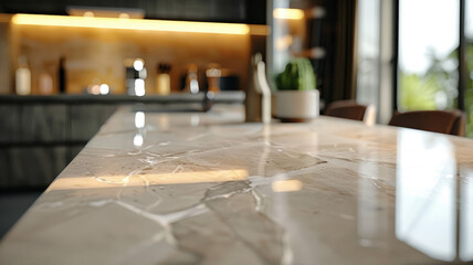 Marble countertop in a modern kitchen