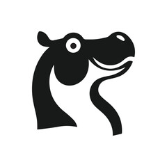 a silhouette of a hippo logo icon in white background