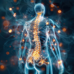 Illustration of human spine and joints anatomy concept. 