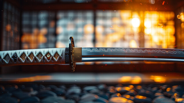 Katana with detailed blade and handle