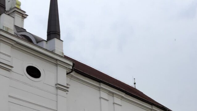 Statue of Jozsef Levay in Miskolc, Hungary. Miskolc-Belvarosi Reformed Church