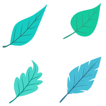 Doodle leaves set illustration watercolor botanical drawing that can be used for sticker, icon, decorative, etc. with green color